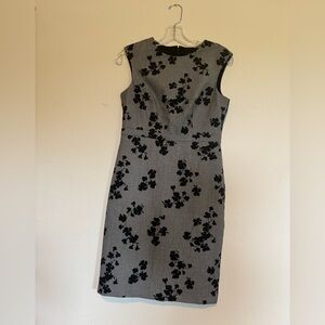 Ann Taylor Gray and Black Floral Suit Dress